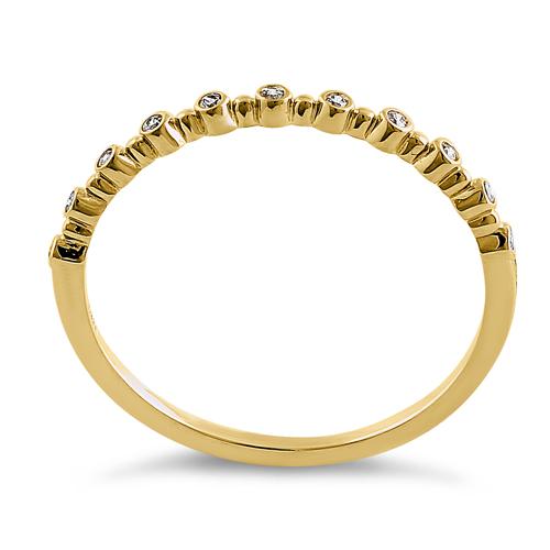 Solid 14K Yellow Gold Half Eternity Round CZ Ring