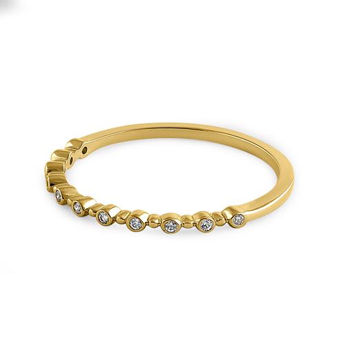 Solid 14K Yellow Gold Half Eternity Round CZ Ring