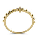 Solid 14K Yellow Gold Cross Bead CZ Ring