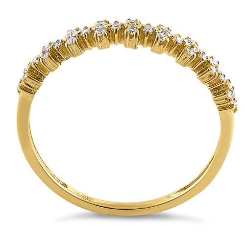 Solid 14K Yellow Gold Cluster Pattern Round CZ Ring