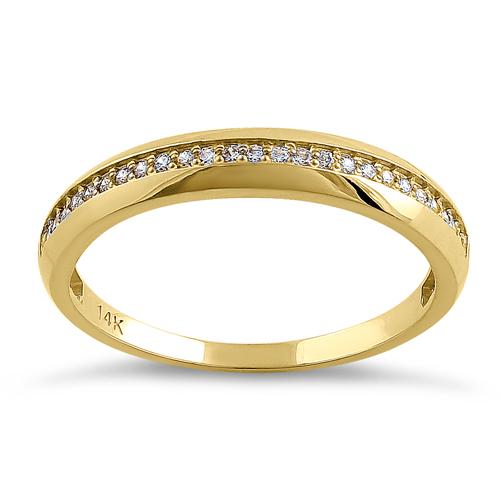 Solid 14K Yellow Gold Channel Half Eternity Round CZ Ring