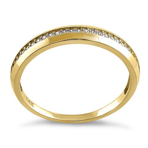 Solid 14K Yellow Gold Channel Half Eternity Round CZ Ring