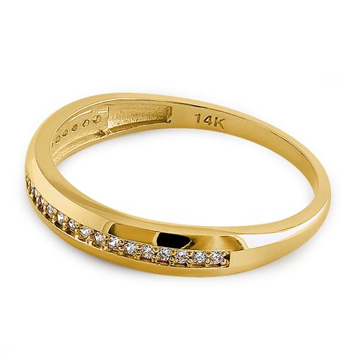 Solid 14K Yellow Gold Channel Half Eternity Round CZ Ring