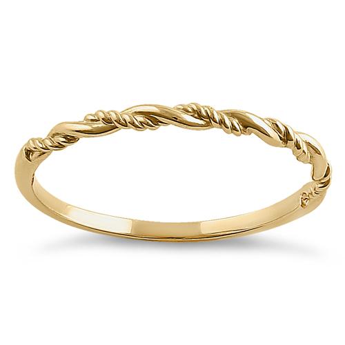 Solid 14K Yellow Gold Simple Twist Ring