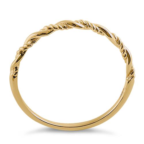 Solid 14K Yellow Gold Simple Twist Ring