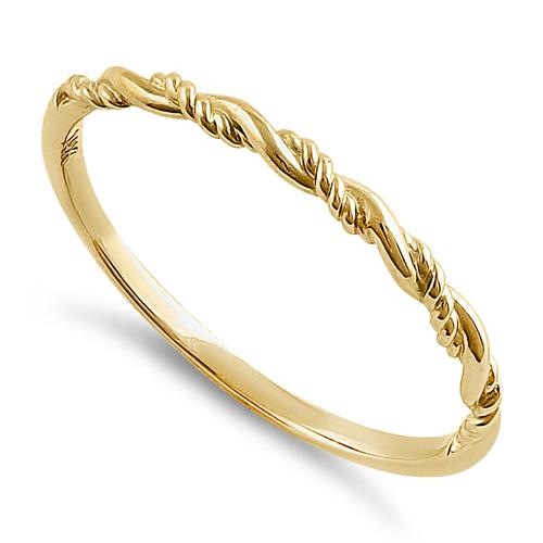 Solid 14K Yellow Gold Simple Twist Ring