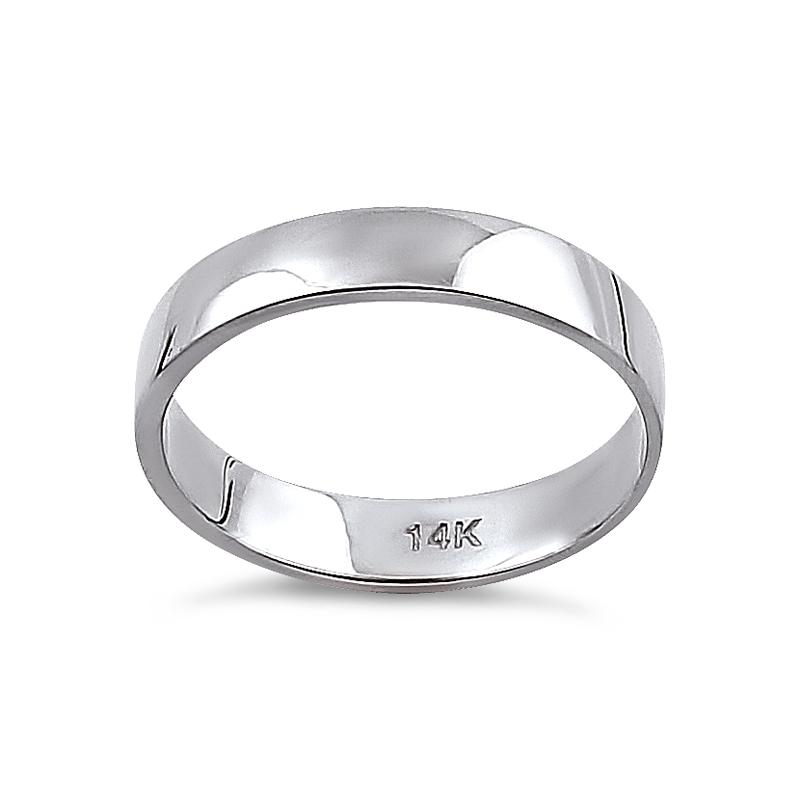 Solid 14K White Gold 4mm Flat Wedding Band