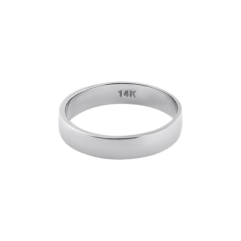 Solid 14K White Gold 4mm Flat Wedding Band