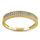 Solid 14K Yellow Gold Double Row CZ Ring