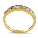 Solid 14K Yellow Gold Double Row CZ Ring