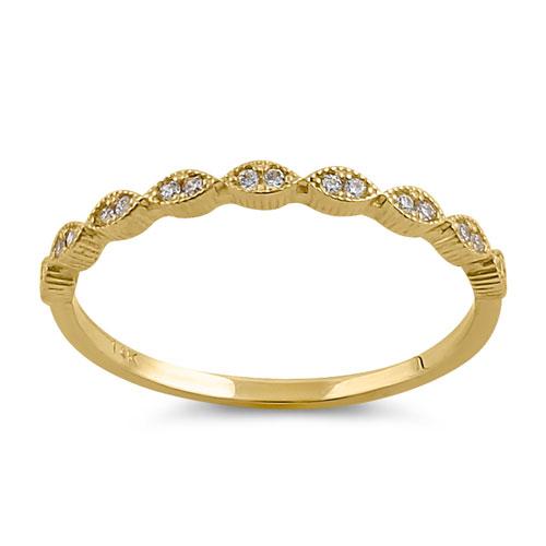 Solid 14K Yellow Gold Thin Half Eternity CZ Ring