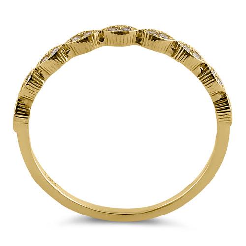 Solid 14K Yellow Gold Thin Half Eternity CZ Ring