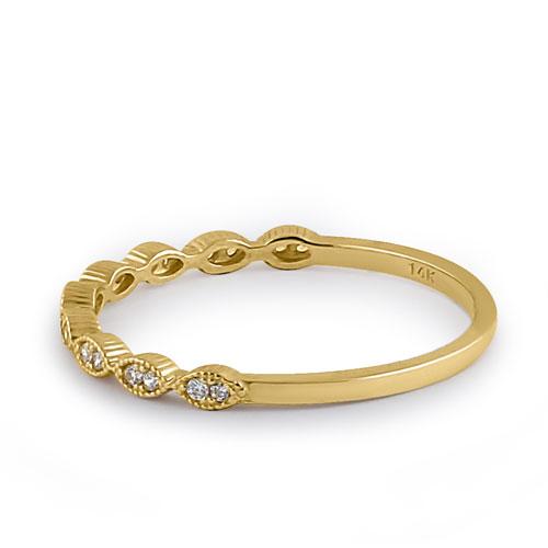 Solid 14K Yellow Gold Thin Half Eternity CZ Ring