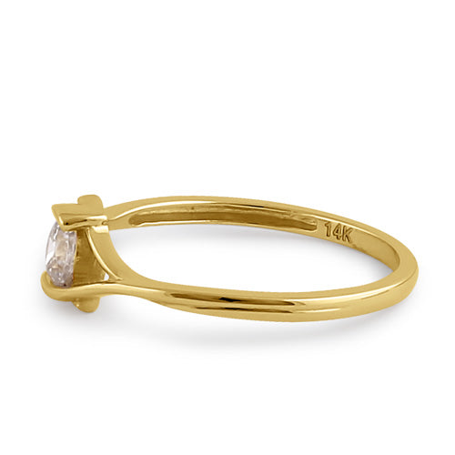 Solid 14K Gold Clear CZ Ring
