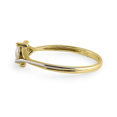 Solid 14K Yellow Gold CZ Ring