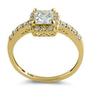Solid 14K Gold Princess Halo CZ Ring