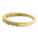 Solid 14K Yellow Gold Half Eternity Abstract Round CZ Ring