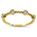 Solid 14K Yellow Gold Half Eternity Four Round CZ Ring