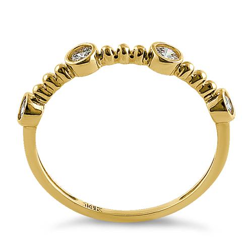 Solid 14K Yellow Gold Half Eternity Four Round CZ Ring