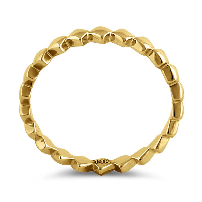 Solid 14K Yellow Gold Diamond Cut Band