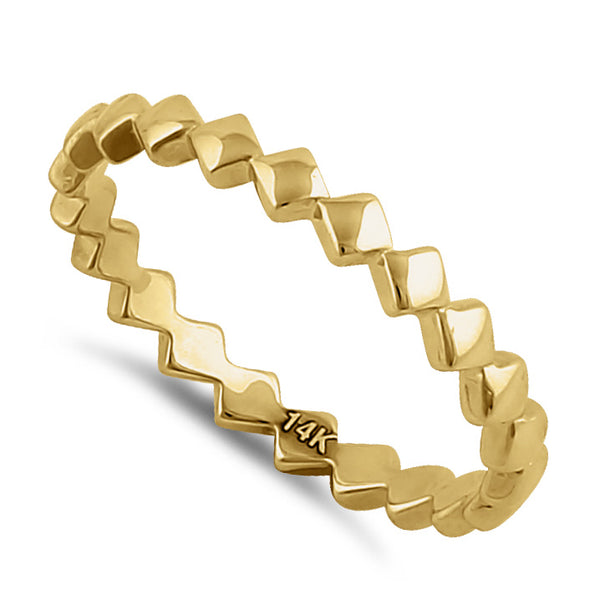 Solid 14K Yellow Gold Diamond Cut Band