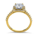 Solid 14K Yellow Gold Cushion Cut Halo CZ Engagement Ring