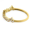Solid 14K Yellow Gold Jagged Crown CZ Ring