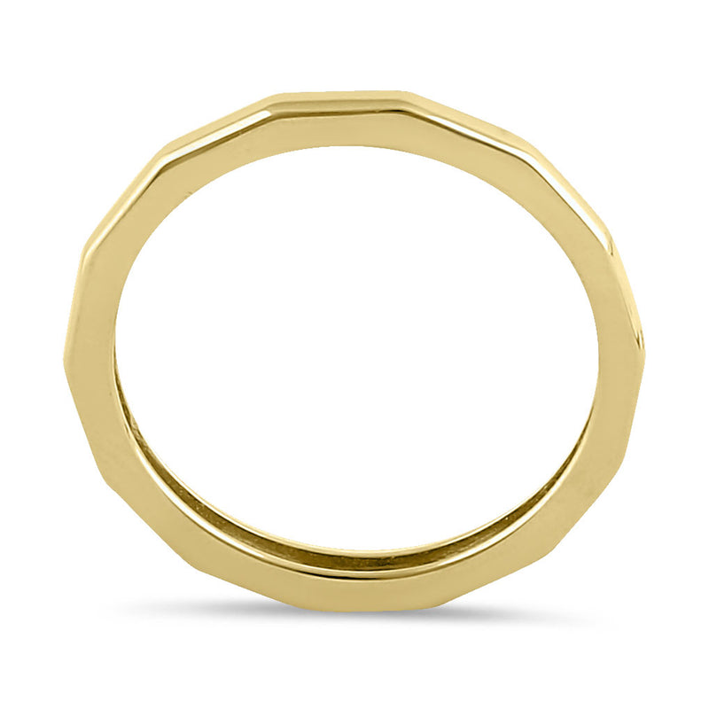 Solid 14K Yellow Gold Soft Brick Band