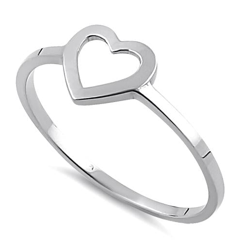 Solid 14K White Gold Heart Outline Ring