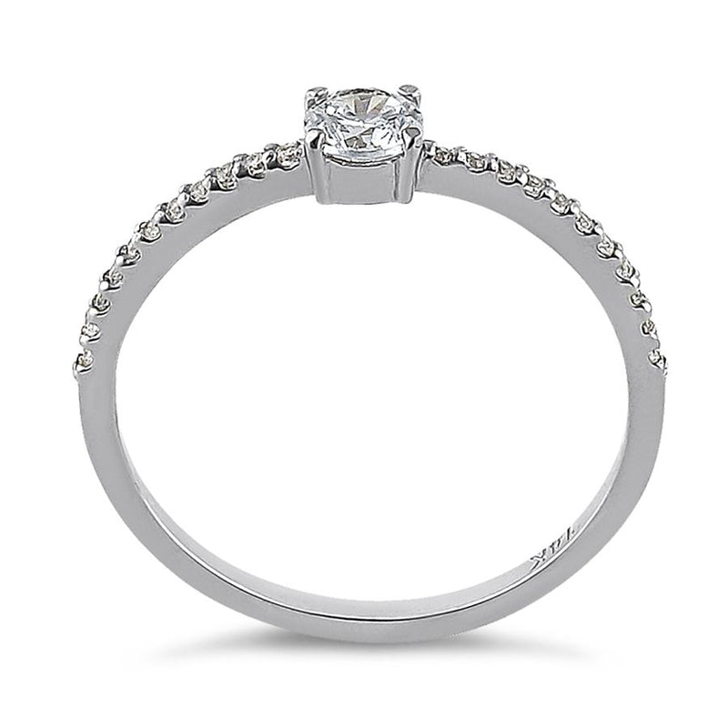 Solid 14K White Gold Round 4mm Clear CZ Ring