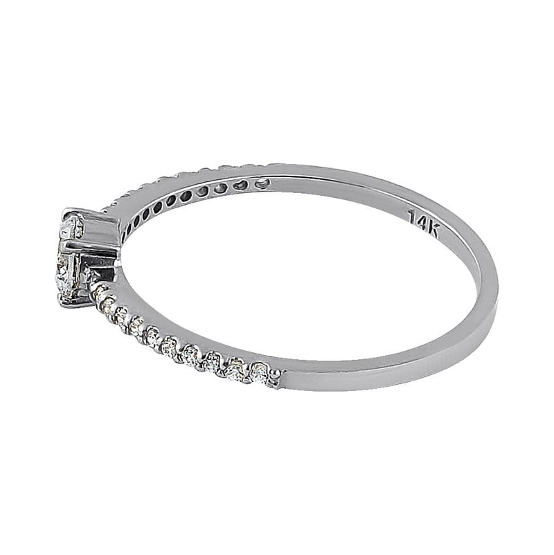 Solid 14K White Gold Round 4mm Clear CZ Ring