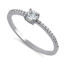 Solid 14K White Gold Round 4mm Clear CZ Ring