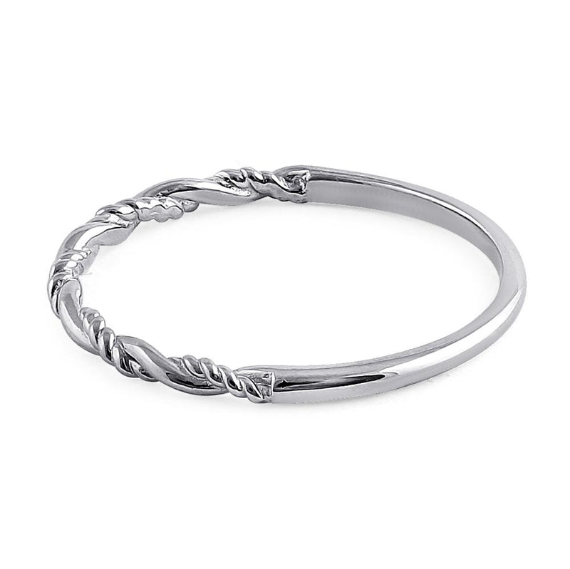 Solid 14K White Gold Simple Twist Ring