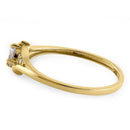 Solid 14K Yellow Gold Fancy Round Cut CZ Engagement Ring