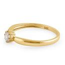 Solid 14K Gold Round Solitaire CZ Engagement Ring