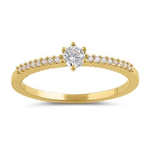Solid 14K Gold Clear CZ Engagement Ring