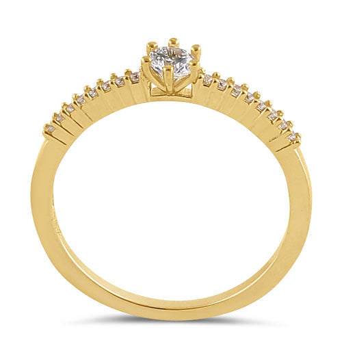 Solid 14K Gold Clear CZ Engagement Ring