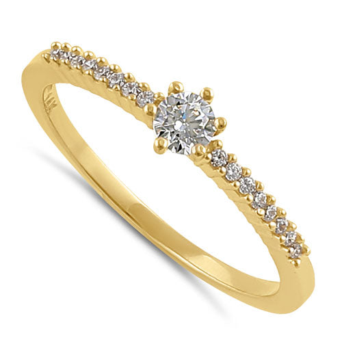 Solid 14K Gold Clear CZ Engagement Ring