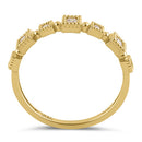 Solid 14K Gold Sqare Pattern CZ Ring