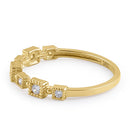 Solid 14K Gold Sqare Pattern CZ Ring