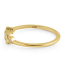 Solid 14K Gold Trendy Leaf CZ Ring