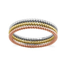 Solid 14K Yellow, Rose, & White Gold Rope Ring Set