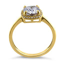 Solid 14K Yellow Gold Cushion Cut Halo CZ Engagement Ring