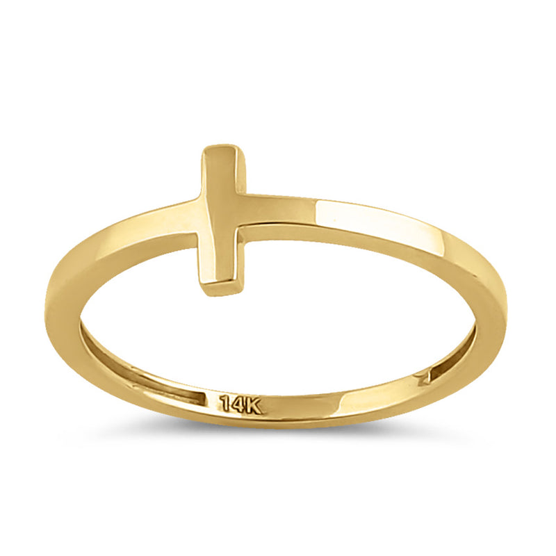 Solid 14K Yellow Gold Cross Ring