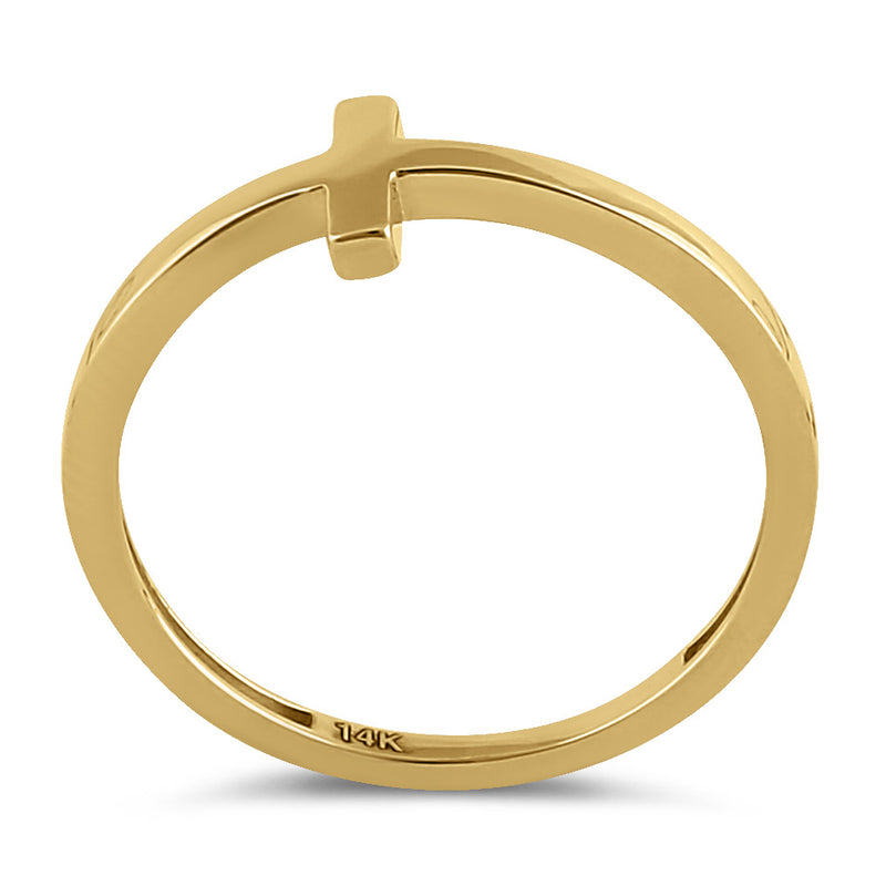 Solid 14K Yellow Gold Cross Ring