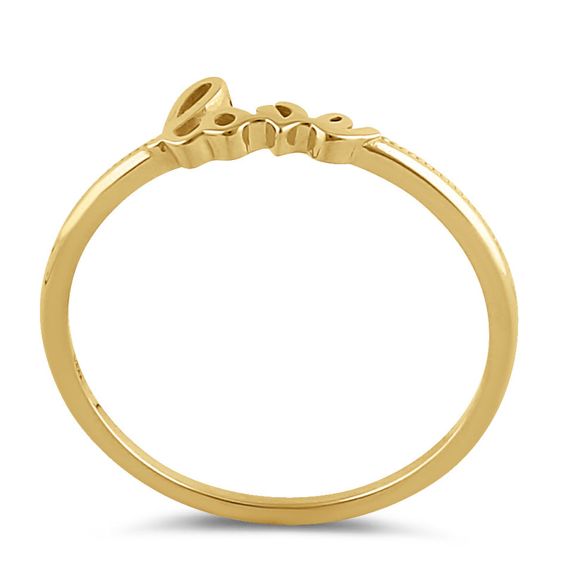 Solid 14K Yellow Gold "Love" Bead Ring