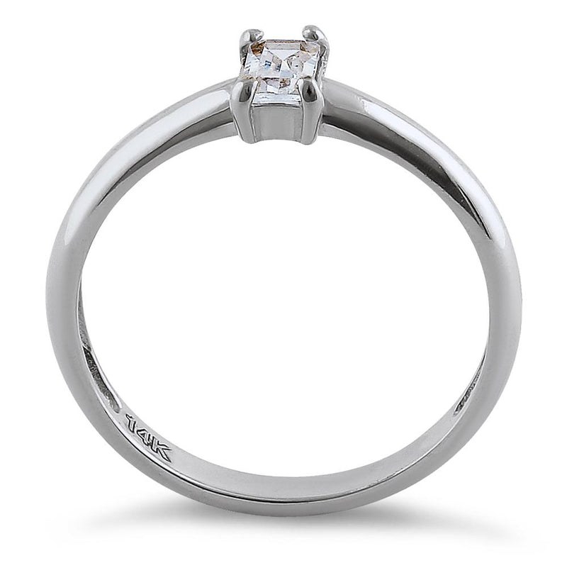 Solid 14K White Gold Baguette Straight Cut CZ Engagement Ring