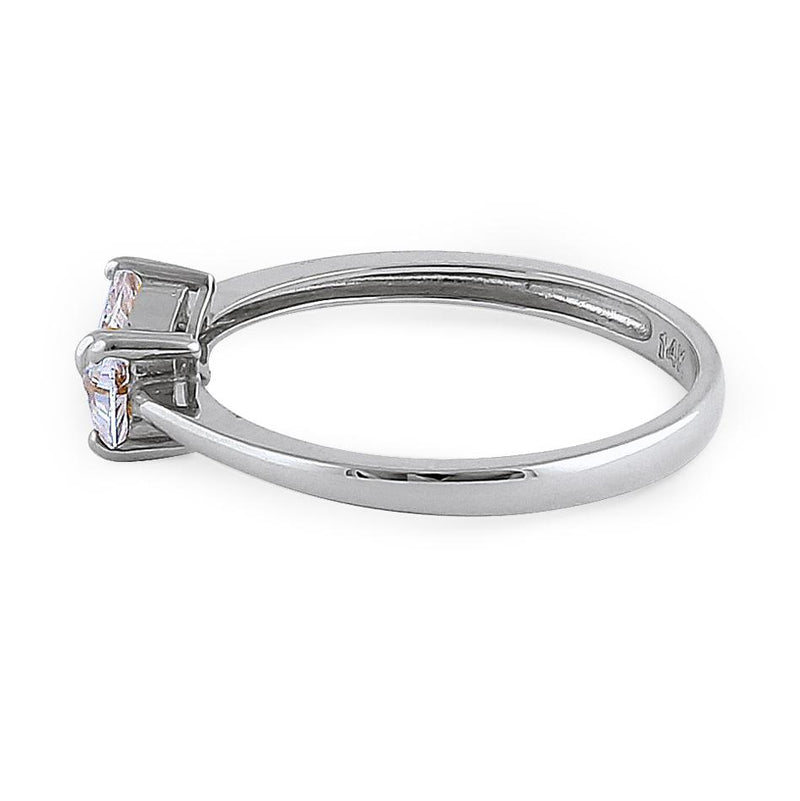 Solid 14K White Gold Baguette Straight Cut CZ Engagement Ring