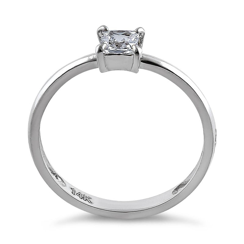 Solid 14K White Gold Solitaire Princess Cut CZ Engagement Ring