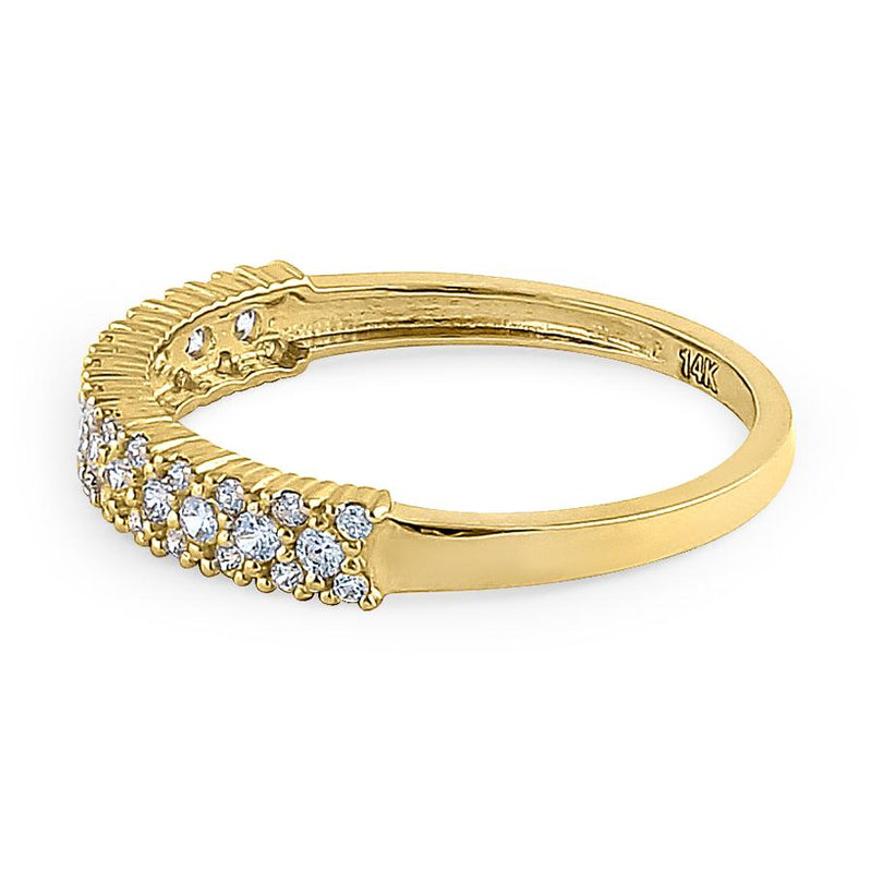 Solid 14K Yellow Gold Cluster Round Cut CZ Ring